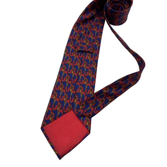DAKS Blue/Orange Elephant Silk LUXURY Tie FRANCE - Picture 2 of 5
